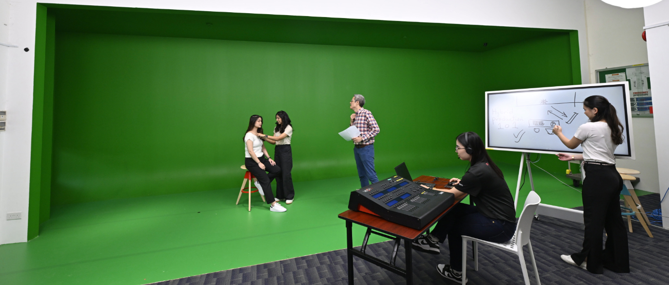 Students in Green Screen Room