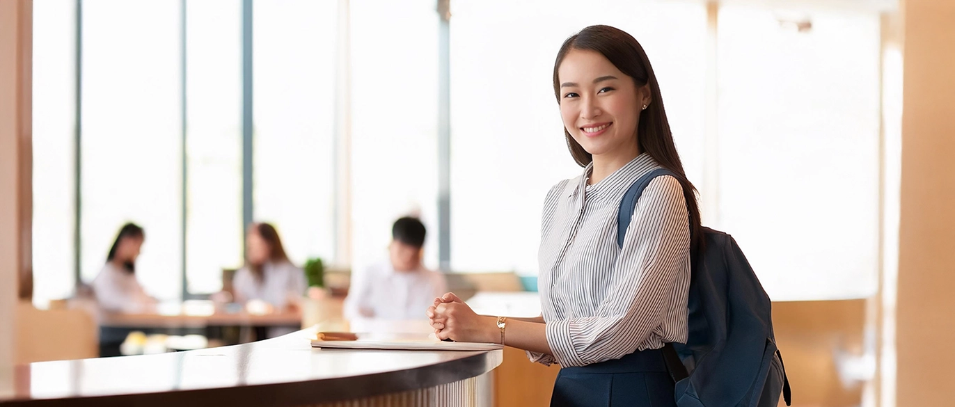 Student at counter.